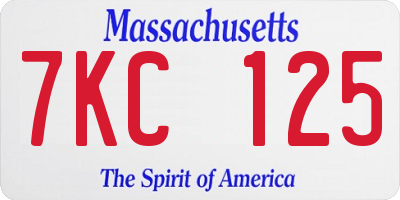 MA license plate 7KC125