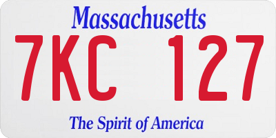 MA license plate 7KC127