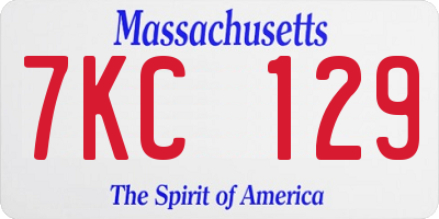 MA license plate 7KC129