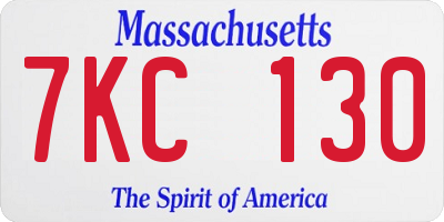 MA license plate 7KC130
