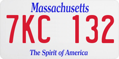 MA license plate 7KC132