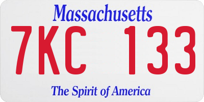 MA license plate 7KC133