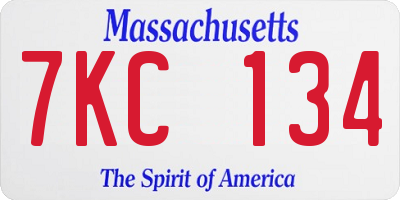 MA license plate 7KC134