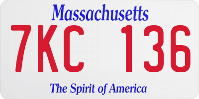 MA license plate 7KC136