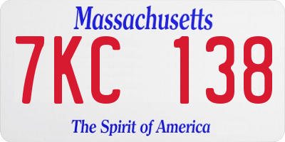 MA license plate 7KC138