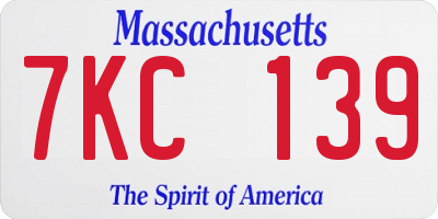 MA license plate 7KC139