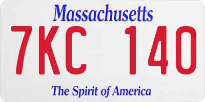 MA license plate 7KC140