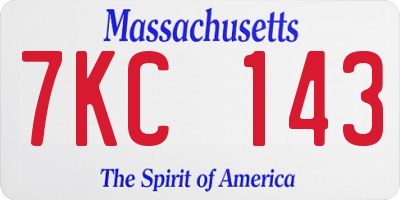 MA license plate 7KC143