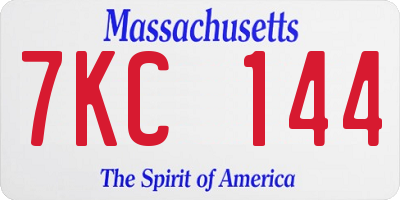 MA license plate 7KC144