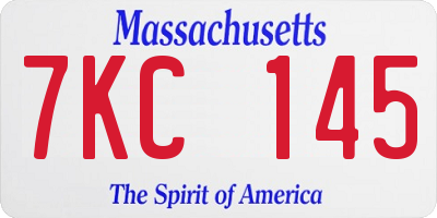 MA license plate 7KC145