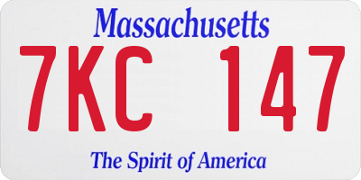 MA license plate 7KC147