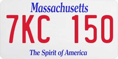 MA license plate 7KC150