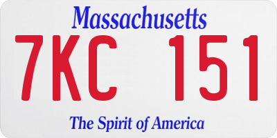 MA license plate 7KC151
