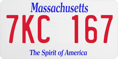 MA license plate 7KC167