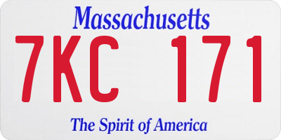 MA license plate 7KC171