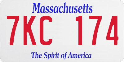 MA license plate 7KC174