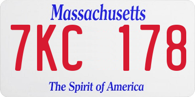 MA license plate 7KC178