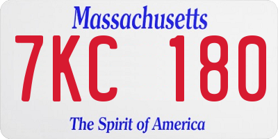 MA license plate 7KC180