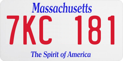 MA license plate 7KC181