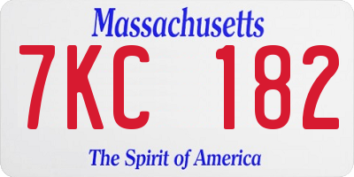 MA license plate 7KC182