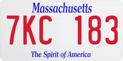 MA license plate 7KC183