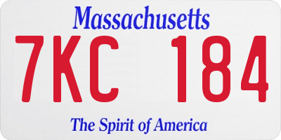 MA license plate 7KC184
