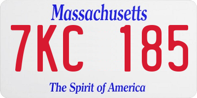 MA license plate 7KC185