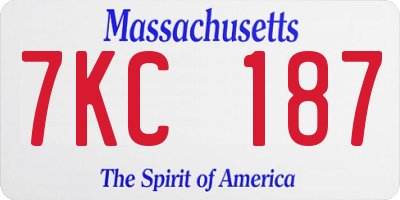 MA license plate 7KC187
