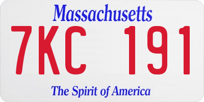 MA license plate 7KC191