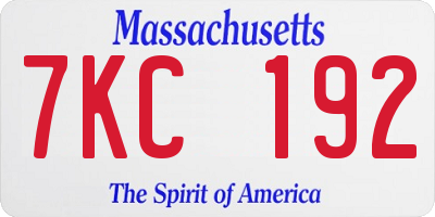 MA license plate 7KC192