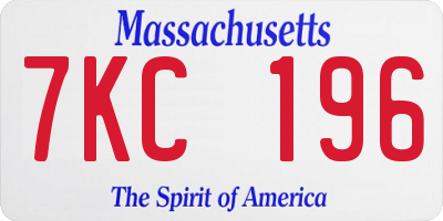 MA license plate 7KC196