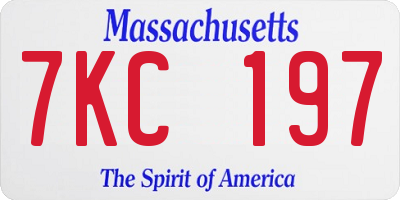 MA license plate 7KC197