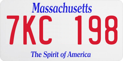 MA license plate 7KC198