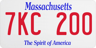 MA license plate 7KC200