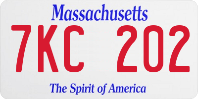 MA license plate 7KC202