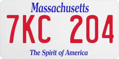 MA license plate 7KC204