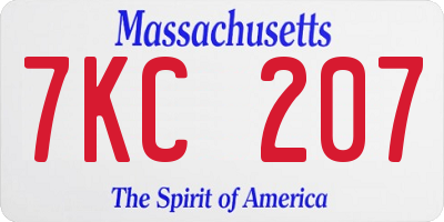 MA license plate 7KC207