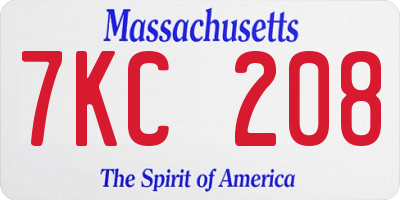 MA license plate 7KC208