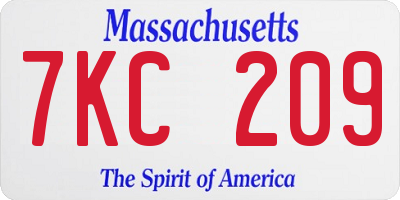 MA license plate 7KC209