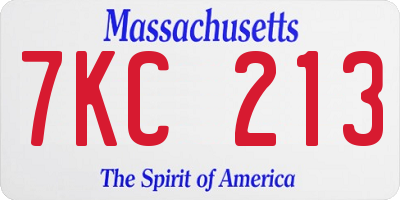 MA license plate 7KC213