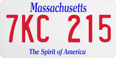 MA license plate 7KC215