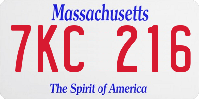 MA license plate 7KC216