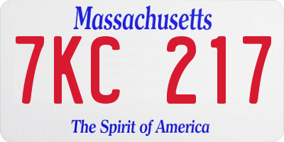 MA license plate 7KC217