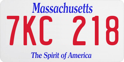 MA license plate 7KC218