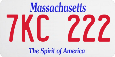 MA license plate 7KC222