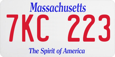 MA license plate 7KC223