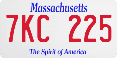 MA license plate 7KC225