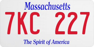 MA license plate 7KC227