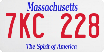 MA license plate 7KC228