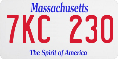 MA license plate 7KC230